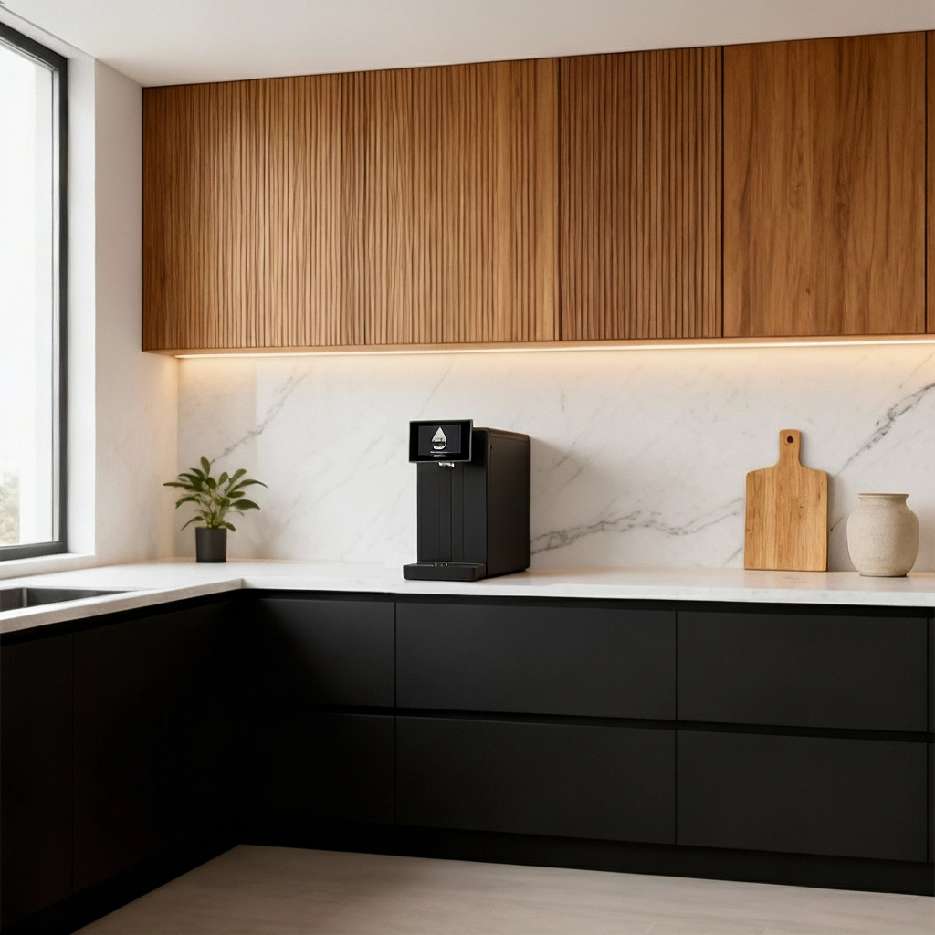 NYLEA DOM noire dans votre cuisine, fontaine à eau sequoia design