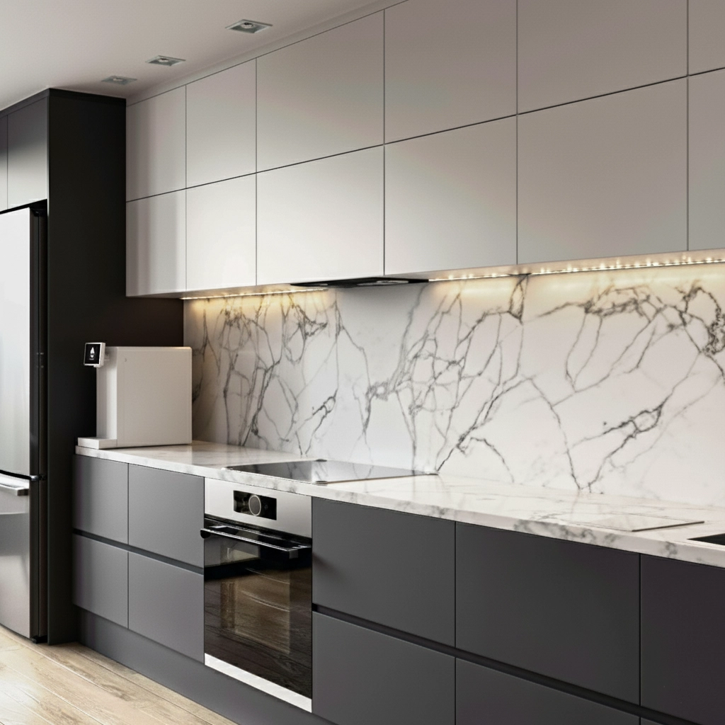 NYLEA DOM blanc dans votre cuisine, fontaine à eau sequoia design